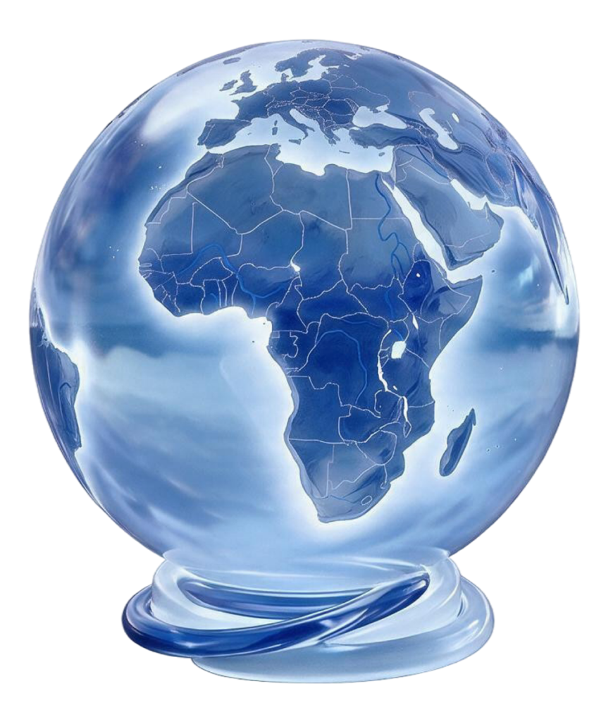 Glass globe showing Africa and Europe